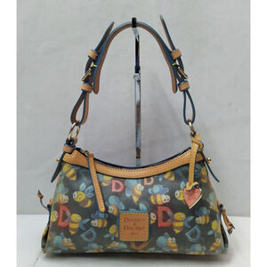 Dooney & Bourke Multicolor Bees Coated Canvas Leather Trim Hobo Shoulder Bag
